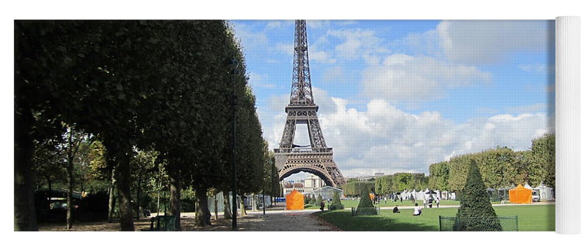 Eiffel Tower Yoga Mat featuring the photograph Eiffel Tower Autumn Leaves Paris France by John Shiron