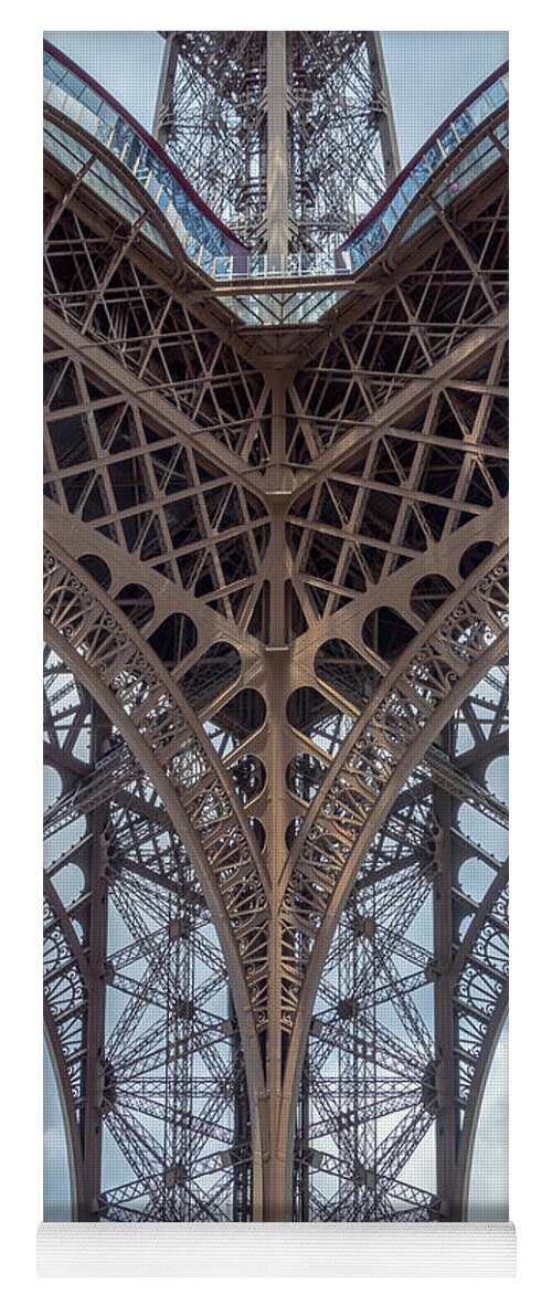 Joan Carroll Yoga Mat featuring the photograph Eiffel Tower From Below Color by Joan Carroll