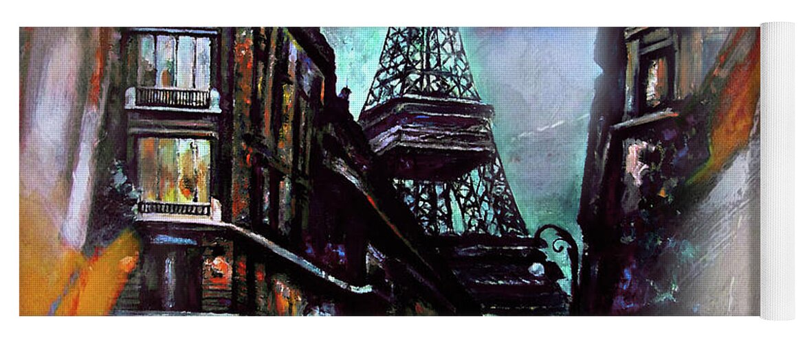 Paris Eiffel Tower Painting Yoga Mat featuring the painting Eiffel Tower Paris by Gull G