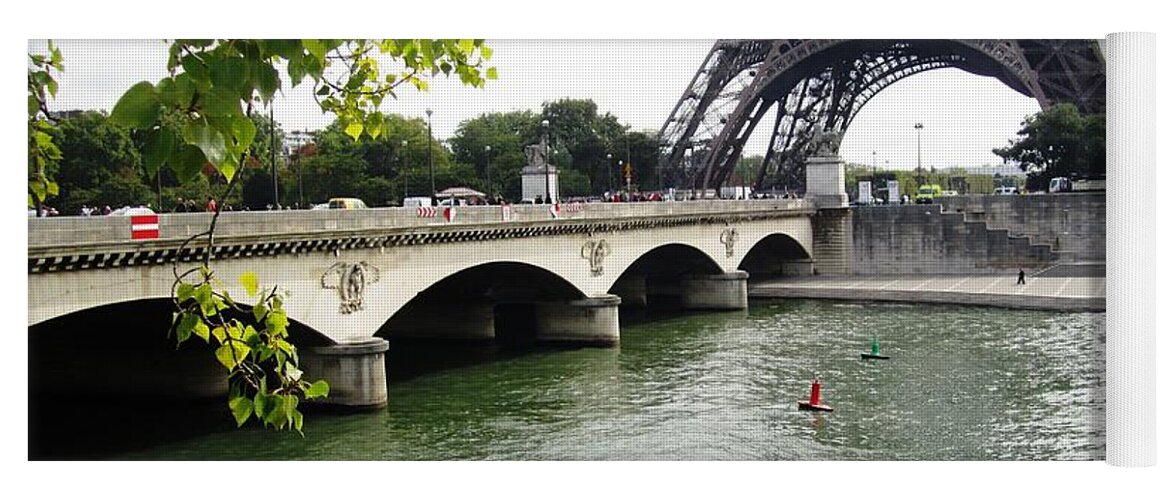 Eiffel Tower Yoga Mat featuring the photograph Eiffel Tower Seine River Paris France by John Shiron