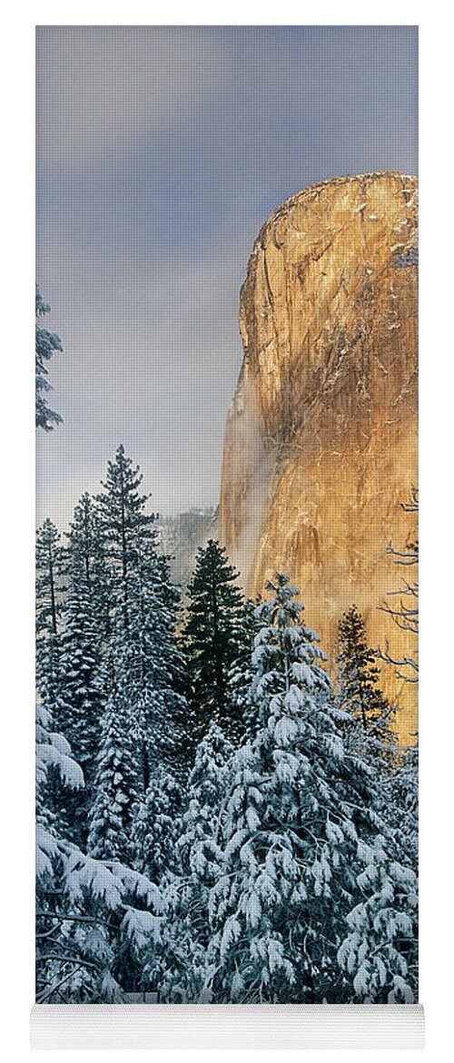 North America Yoga Mat featuring the photograph El Capitan on a Winter Morning Yosemite National Park California by Dave Welling