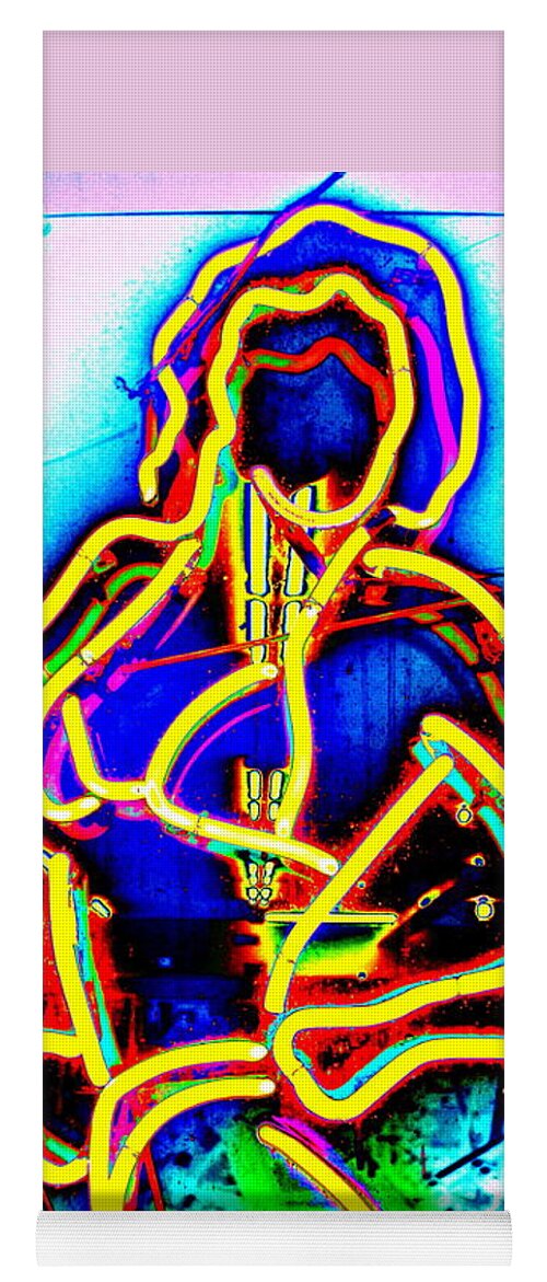 Neon Yoga Mat featuring the digital art Electric Elaine by Larry Beat