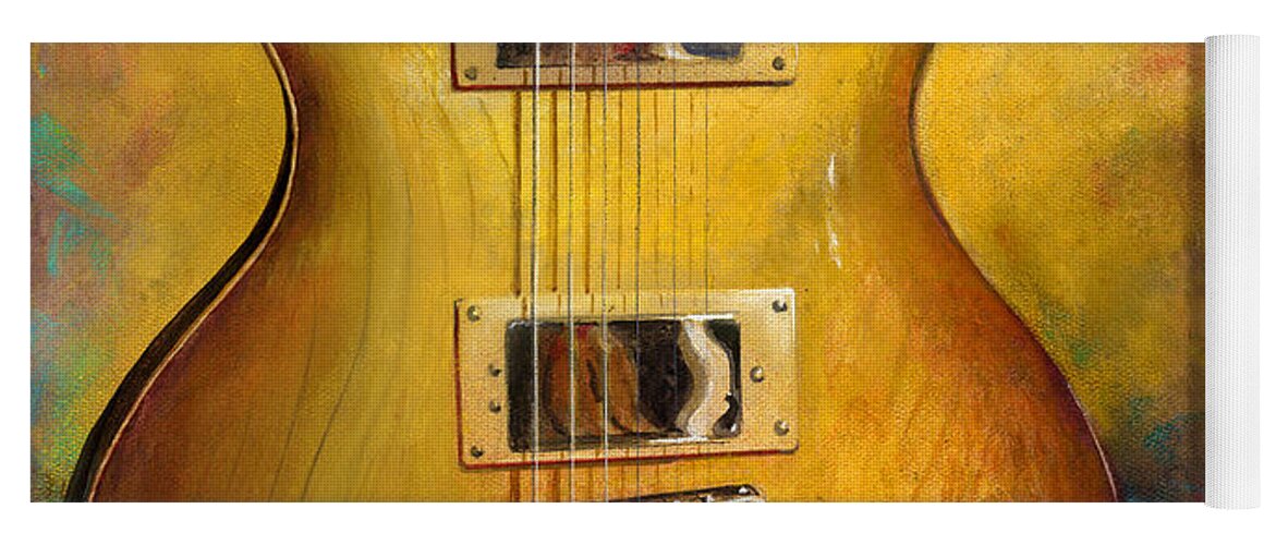 Guitar Yoga Mat featuring the painting Electric Gold by Andrew King