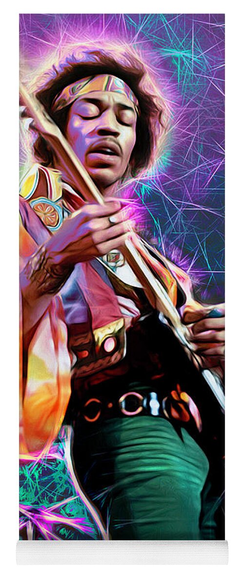 Jimi Hendrix Yoga Mat featuring the mixed media Electric Ladyland, Jimi Hendrix by Mal Bray