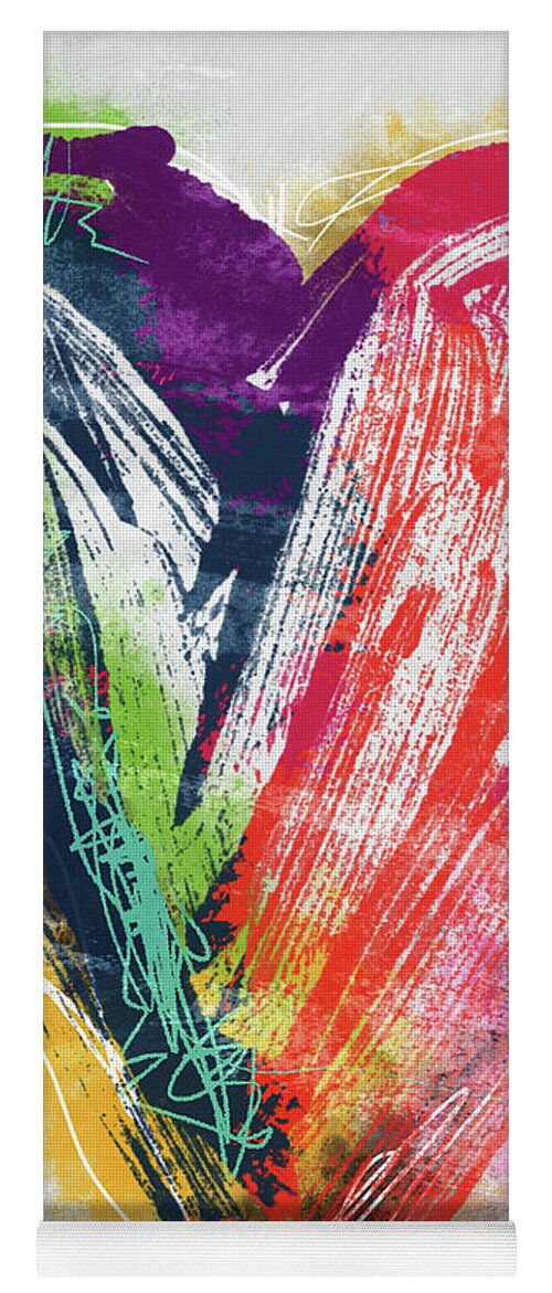 Heart Yoga Mat featuring the mixed media Electric Love- Expressionist Art by Linda Woods by Linda Woods