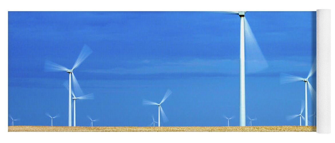 Wind Turbines Yoga Mat featuring the photograph Electric Pinwheels by Todd Klassy