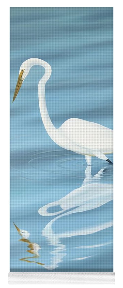 Bird Yoga Mat featuring the painting Elegant Egret by Torrence Ramsundar