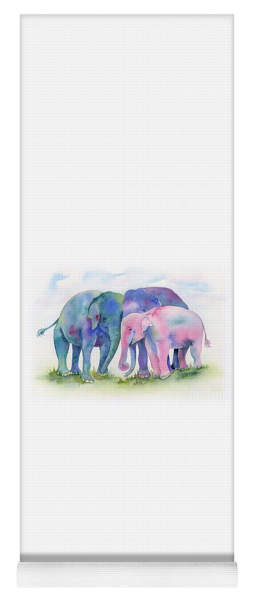 Elephant Yoga Mat featuring the painting Elephant Hug by Amy Kirkpatrick