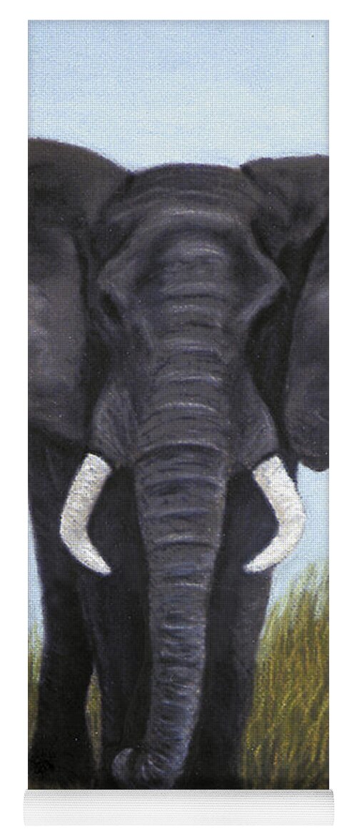 Elephant Yoga Mat featuring the painting Elephant by Karen Zuk Rosenblatt