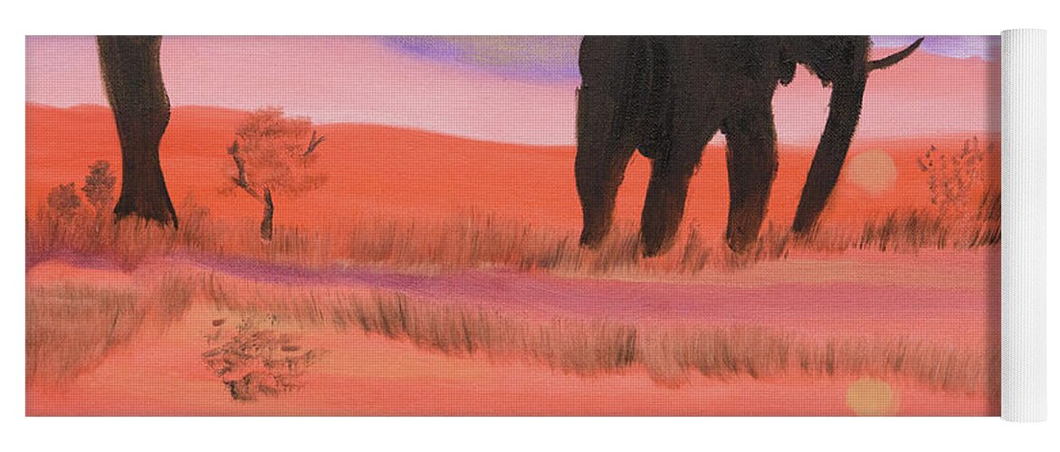 Elephant Yoga Mat featuring the painting Elephant Spotlight by Meryl Goudey