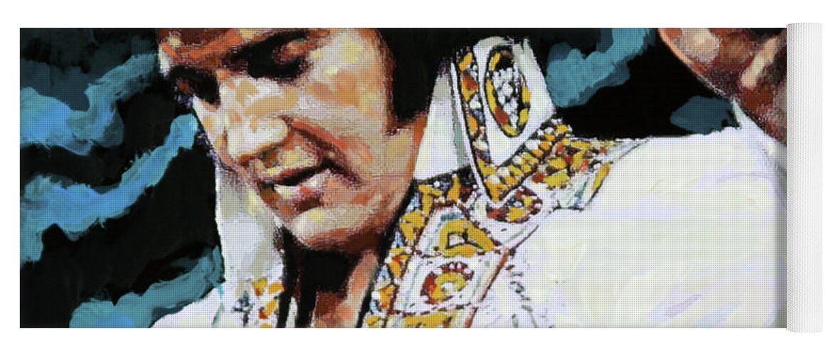 Elvis Presley Yoga Mat featuring the painting Elvis - How Great Thou Art by John Lautermilch