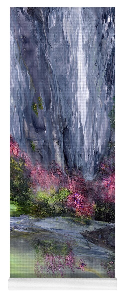 Abstract Landscape Yoga Mat featuring the painting Emerald Grotto by Charlene Fuhrman-Schulz