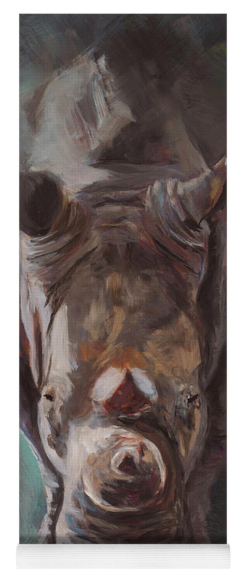 Rhino Yoga Mat featuring the painting Emerging by Kirsty Rebecca