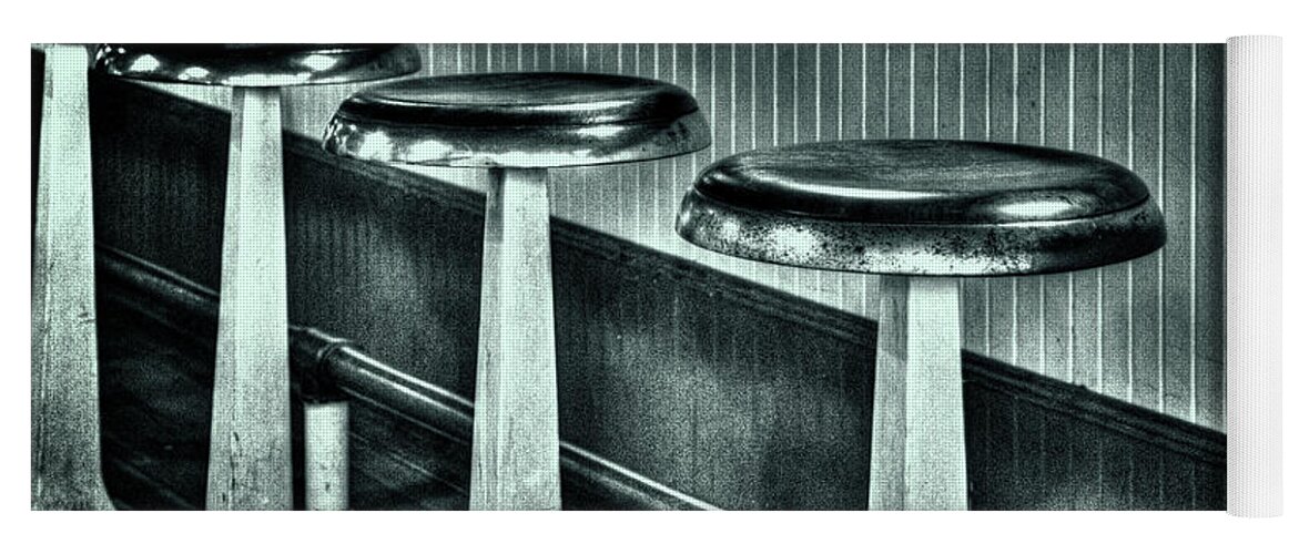 Arizona Yoga Mat featuring the photograph Empty Counter Stools Jerome Arizona by Roger Passman