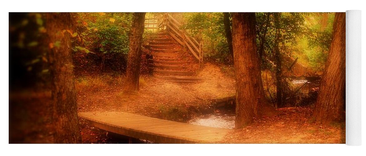 Autumn Yoga Mat featuring the photograph Enchanted Path - Allaire State Park by Angie Tirado