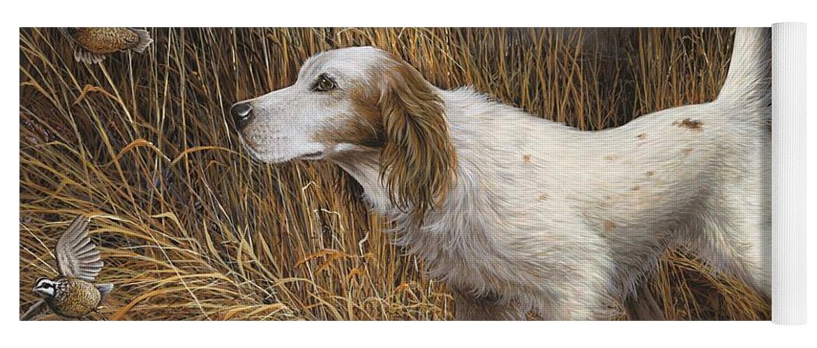 English Setter Yoga Mat featuring the painting English Flush by Anthony J Padgett