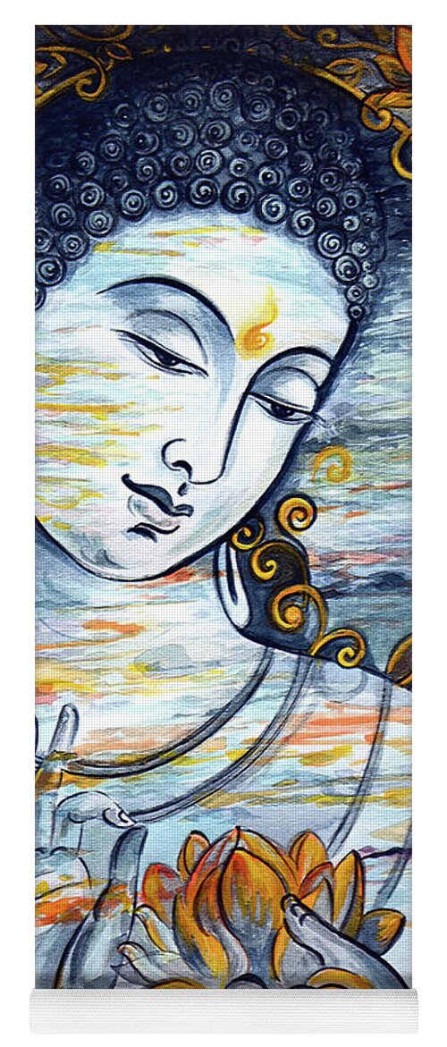Buddha Yoga Mat featuring the painting Enlightened by Harsh Malik