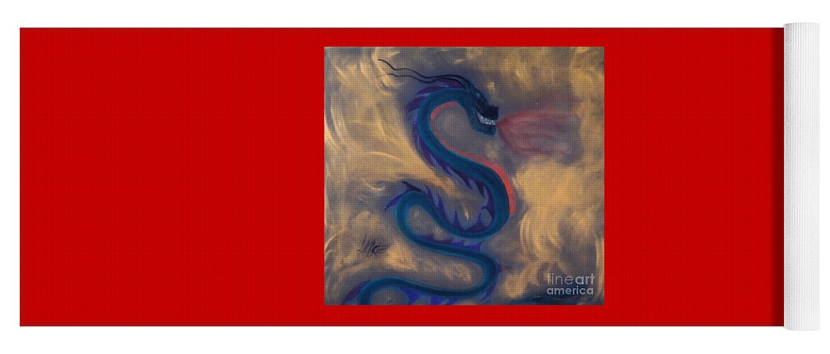 Dragon Yoga Mat featuring the painting Enter the Dragon by Artist Linda Marie