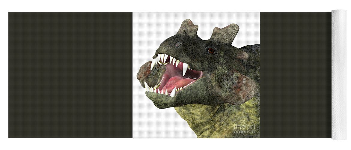 Estemmenosuchus Yoga Mat featuring the digital art Estemmenosuchus mirabilis Dinosaur Head by Corey Ford