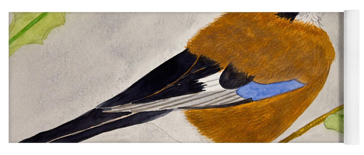 Eurasian Waxwing Yoga Mat featuring the painting Eurasian Waxwing by Norma Appleton