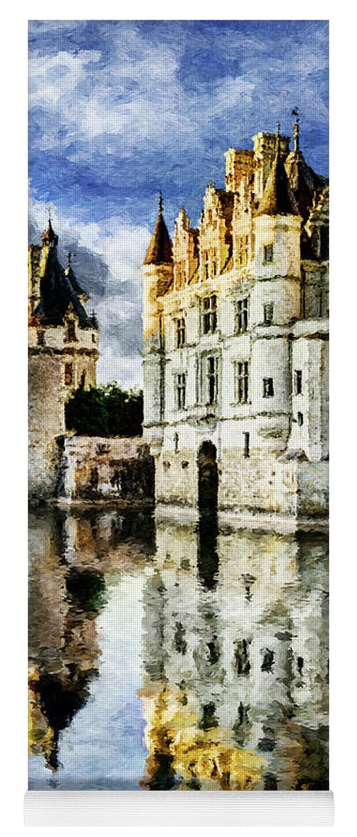 Chateau De Chenonceau Yoga Mat featuring the photograph Evening falls at the Castle by Weston Westmoreland