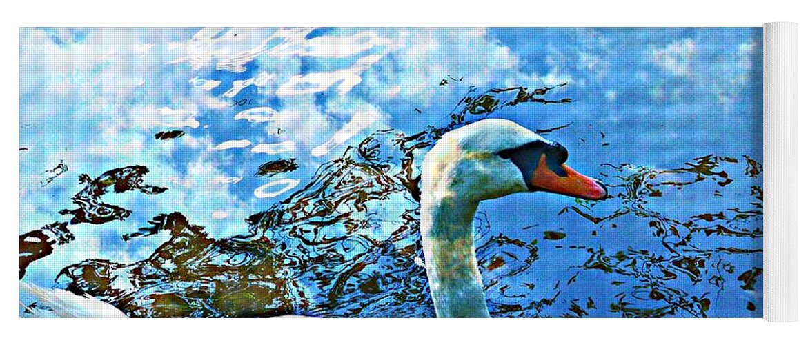 Swan Yoga Mat featuring the mixed media Everything is so Beautiful by Stacie Siemsen