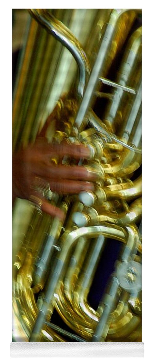 Excelsior Band Yoga Mat featuring the digital art Excelsior Band Tuba by Michael Thomas