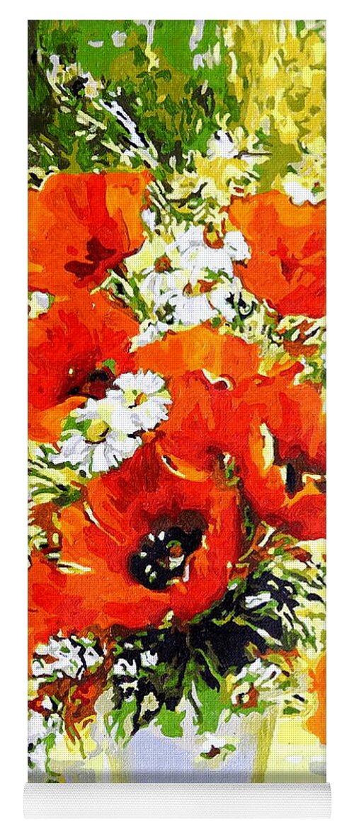 Poppies Yoga Mat featuring the painting Exercise in Patience by Betty-Anne McDonald