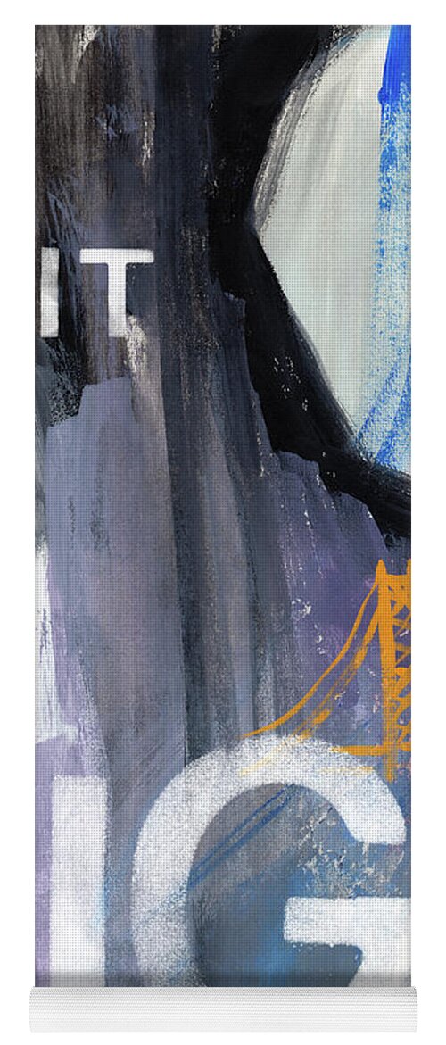 Abstract Yoga Mat featuring the painting Exit Right- Art by Linda Woods by Linda Woods
