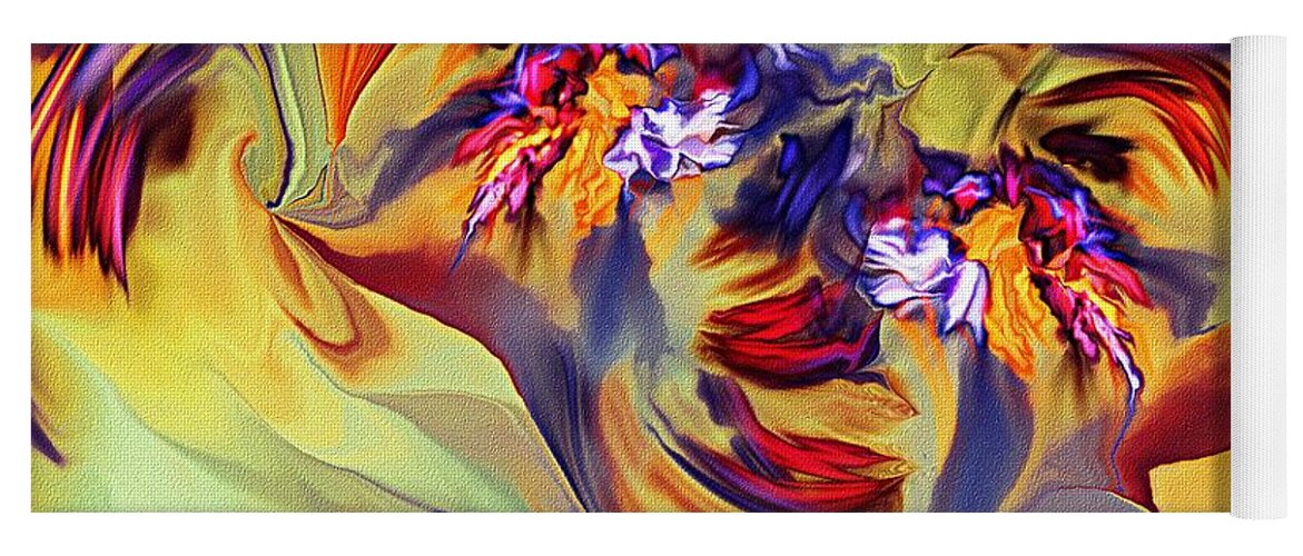 Fine Art Yoga Mat featuring the digital art Explosive Floral by David Lane