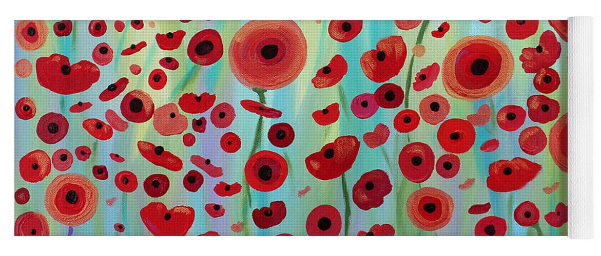 Poppy Yoga Mat featuring the painting Expressive Poppies by Stacey Zimmerman