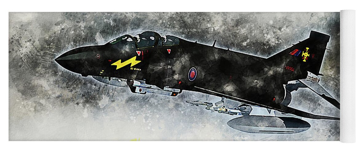 F-4 Yoga Mat featuring the digital art F-4 Phantom Black Mike by Airpower Art