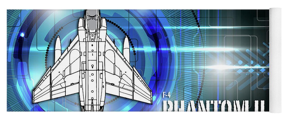 F4 Yoga Mat featuring the digital art F4 Phantom Blueprint by Airpower Art