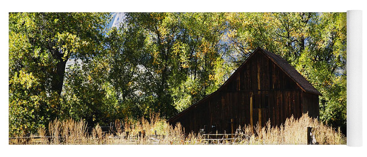 Fall Yoga Mat featuring the photograph Old Barn Nestled by Marilyn Hunt