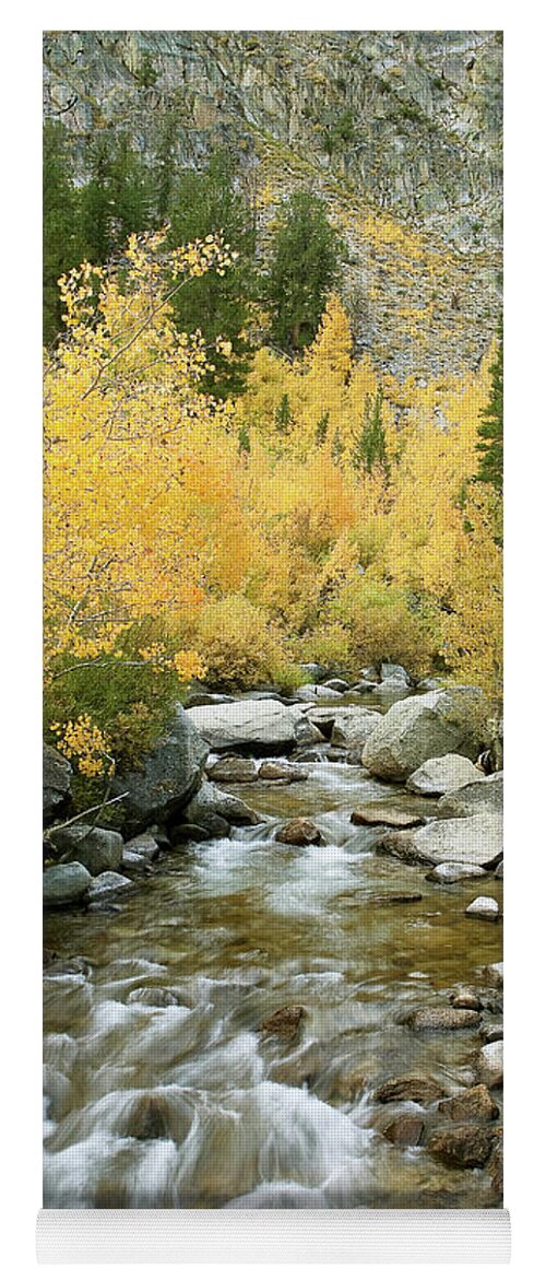 Fall Colors Yoga Mat featuring the photograph Fall Colors and Rushing Stream - Eastern Sierra California by Ram Vasudev