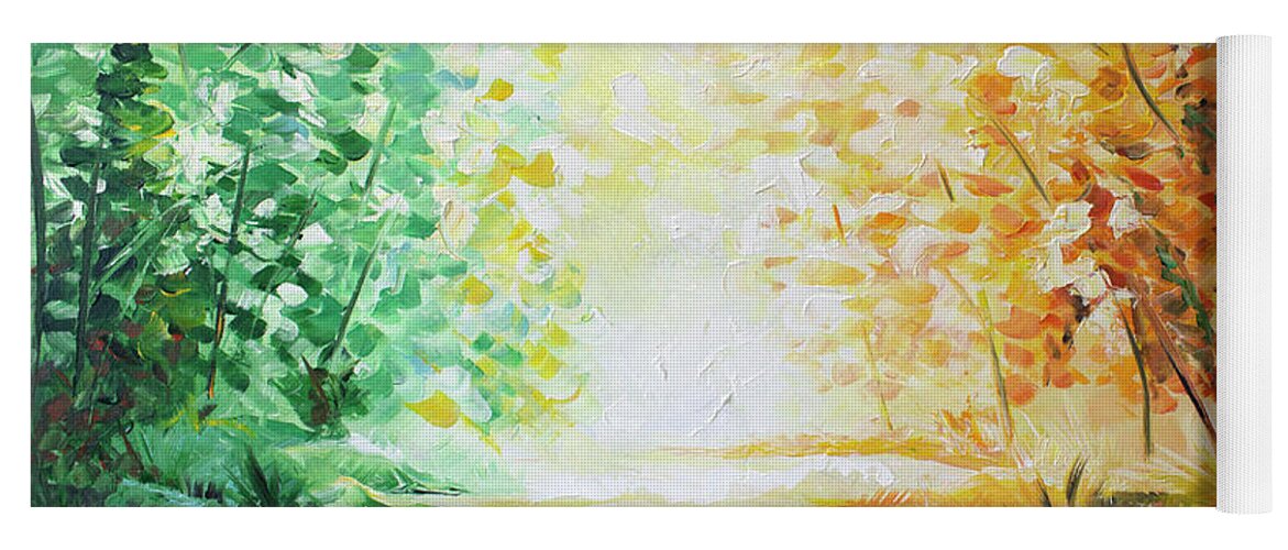 Landscape Yoga Mat featuring the painting Fall Glow by William Love