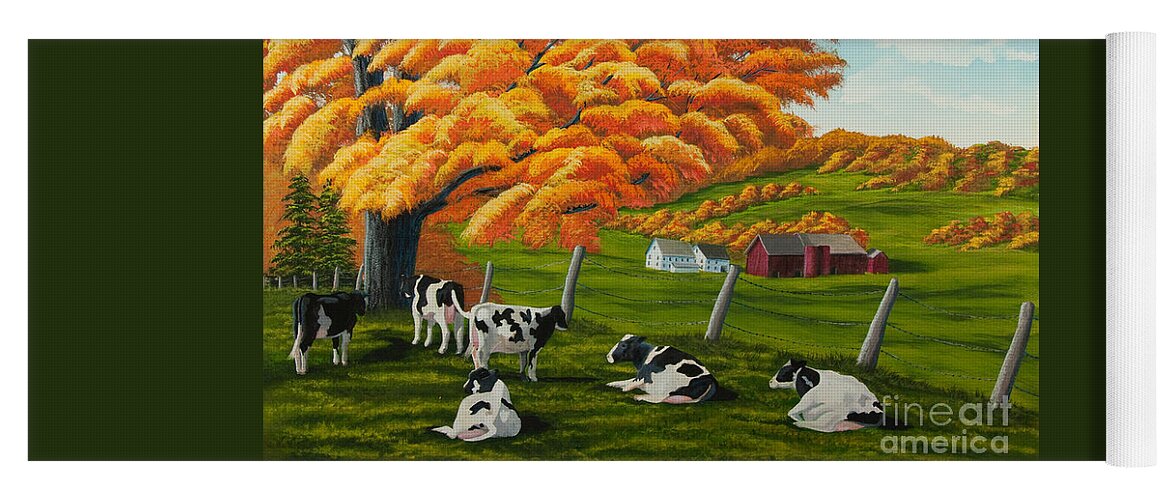 Fall Paintings Yoga Mat featuring the painting Fall on the Farm by Charlotte Blanchard