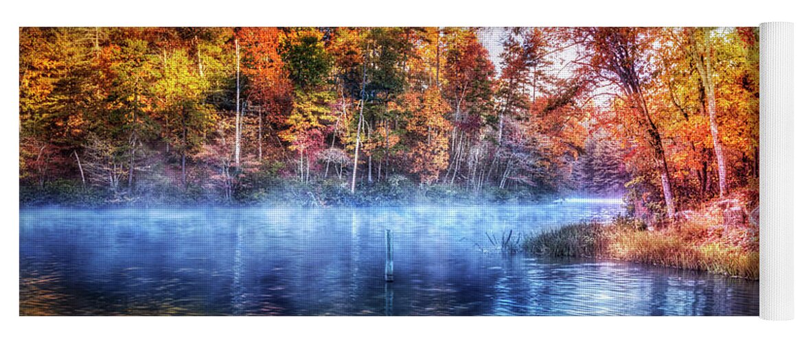 Appalachia Yoga Mat featuring the photograph Fall on the Lake by Debra and Dave Vanderlaan