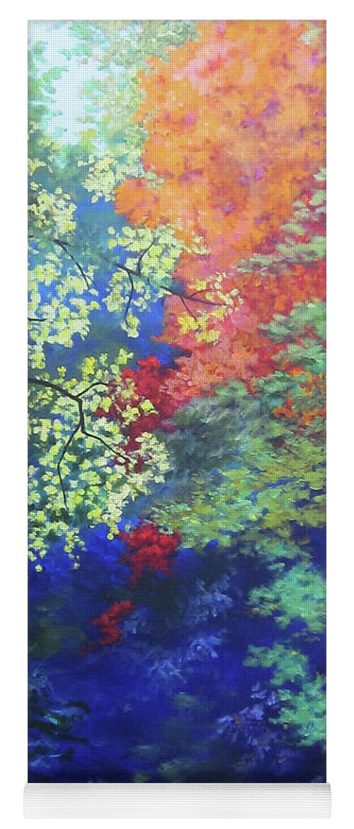 Woods Yoga Mat featuring the painting Fall Road Acrylic by Anne Marie Brown