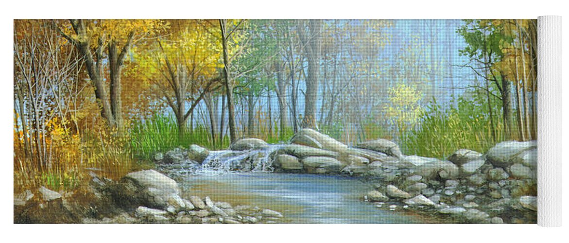 Georgia Mountain Stream Yoga Mat featuring the painting Fall Solitude by Mike Brown