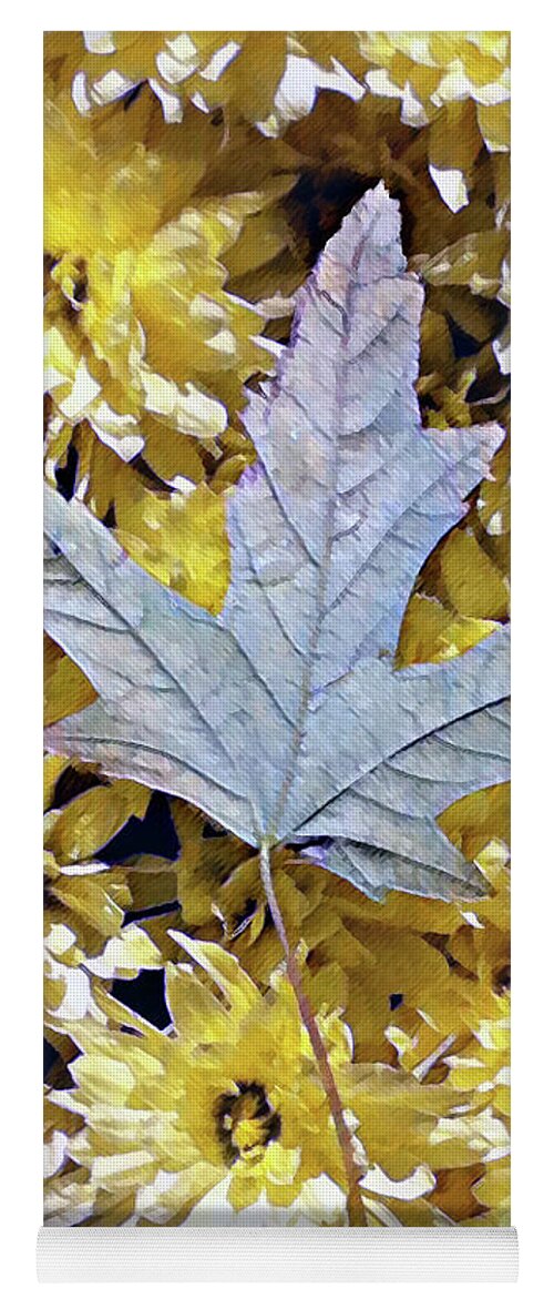 Mums Yoga Mat featuring the photograph Fallen leaf on mums by Steve Karol