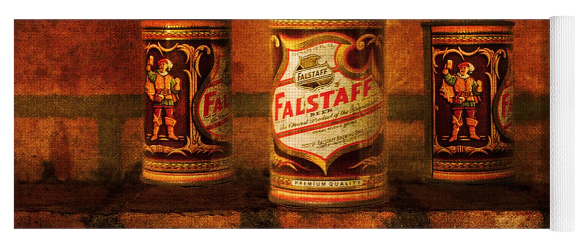 Beer Yoga Mat featuring the photograph Falstaff Trio by Metaphor Photo
