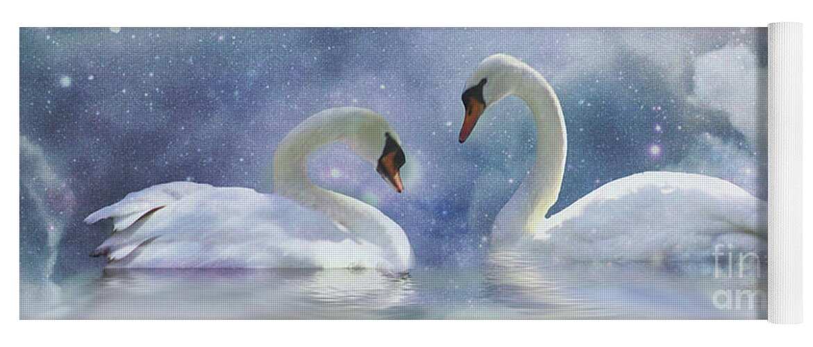 Swan Yoga Mat featuring the photograph Fantasy Swan and Sky by Stephanie Laird