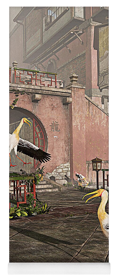 Storks Yoga Mat featuring the painting Far East AM by Peter J Sucy
