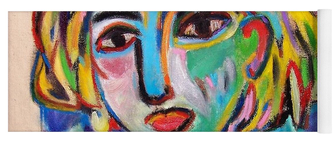 Colorful Face Yoga Mat featuring the mixed media Fas Girl by Mykul Anjelo