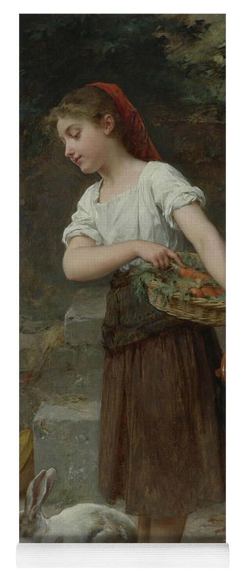 French Art Yoga Mat featuring the painting Feeding the Rabbits by Emile Munier