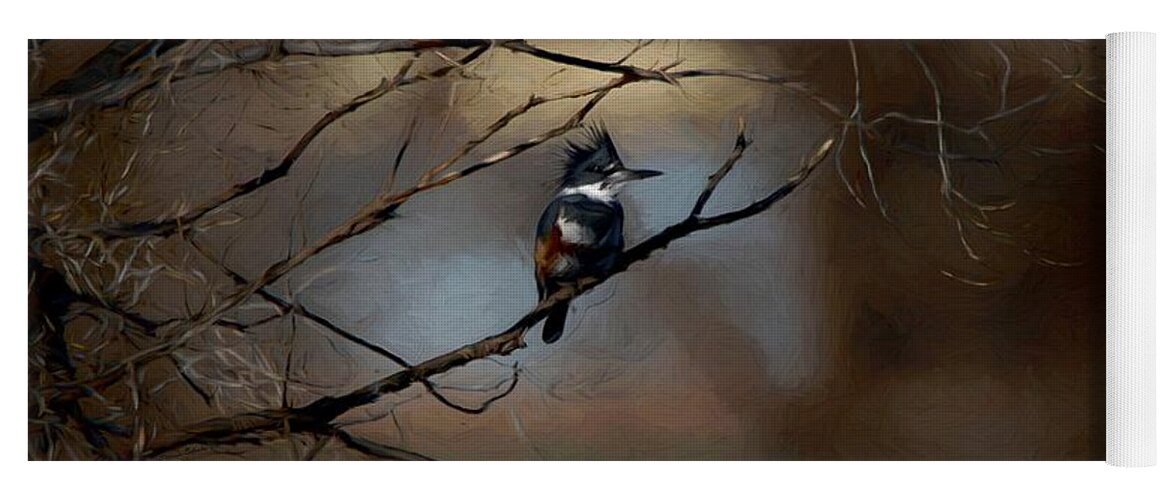 Belted Kingfisher Yoga Mat featuring the digital art Female Belted Kingfisher 3 by Ernest Echols