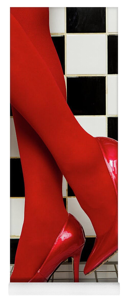 Female Legs In Red Pantyhose And Shoes On High Heels On A Background Yoga  Mat by Elena Saulich - Fine Art America