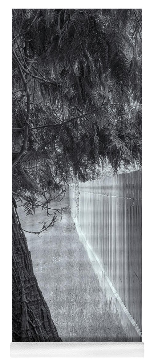 Oregon Coast Yoga Mat featuring the photograph Fence In Black And White by Tom Singleton