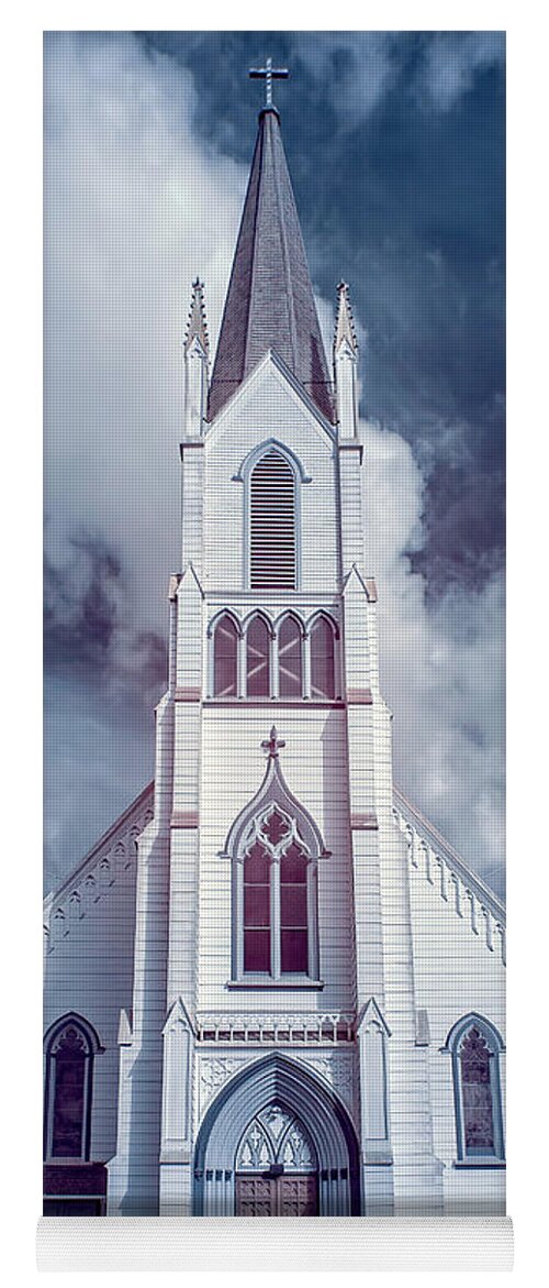 Ferndale Yoga Mat featuring the photograph Ferndale Church in Infrared by Greg Nyquist